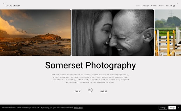 Active Imagery: Custom-designed website for a photographer to showcase their gallery and sell their prints