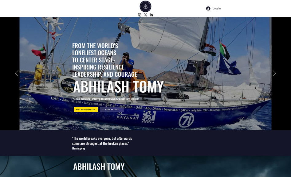 Abhilash Tomy – Official Website Design (by Website Deft LLC): We designed and developed the official website for Commander Abhilash Tomy, an Indian naval officer, solo circumnavigator, and author — showcasing his inspiring ocean voyages, achievements, and personal story.

Built on Wix Studio, the website features:

A modern, minimalist layout reflecting his disciplined and adventurous spirit

Interactive sections highlighting his expeditions, books, and media appearances

Custom gallery and timeline design for his sailing journeys

Responsive design for smooth viewing across all devices

SEO-optimized content structure to enhance his global visibility

Our goal was to create a clean, professional, and storytelling-focused experience that connects visitors with Abhilash Tomy’s remarkable journey around the world.

👉 Designed with precision and creativity by Website Deft LLC, a Wix Certified Expert Agency specializing in premium website design, SEO, and brand storytelling.