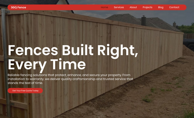 3GQ Fence: Web design and development for fence contractor.