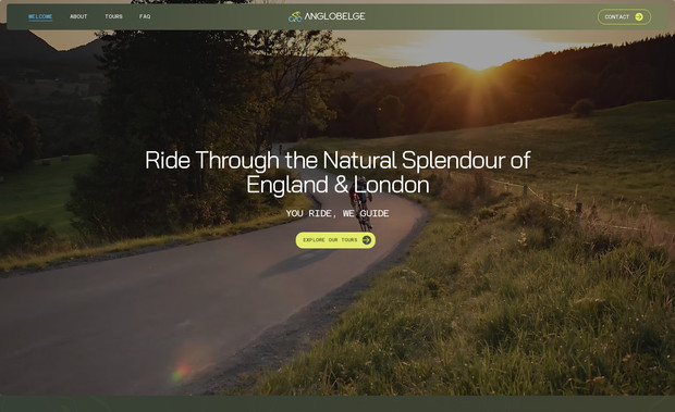 Anglobelge: Landing page for AngloBelge, a cycling tour company offering premium trips between England and Belgium. The site reflects the spirit of adventure and excellence through a modern and fresh design. The structure is optimized for conversion, with clear sections, storytelling, and strategically placed call-to-actions to drive bookings.