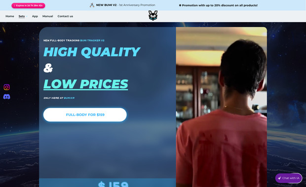 Bumi Fullbody Tracking: Bumi Fullbody Tracking is an advanced motion capture system that allows users to track their entire body in real time. Using sensors or cameras, it captures precise movements of the head, arms, legs, and torso, enabling highly realistic digital avatars, gaming experiences, VR interactions, or animation workflows. It’s designed for seamless integration, low latency, and accurate motion replication, making it ideal for content creators, developers, and VR enthusiasts seeking immersive, full-body motion tracking.