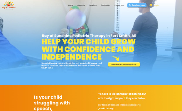 Ray Of Sunshine : Children's Therapy website. Re-design with foundational SEO. 