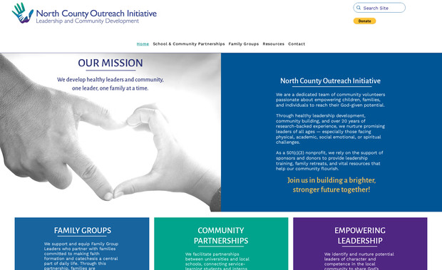 North County Outreach Initiative: Redesign existing website to improve usability and functionality. Converted to dynamic pages and removed unused content, reducing the number of pages from 95 to 16.