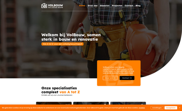 Volbouw: VolBouw heeft ons ingeschakeld voor een complete digitale en visuele upgrade. We ontwerpen een krachtig logo en een herkenbare huisstijl, bouwen een overzichtelijke website die hun vakmanschap laat zien en versterken de online vindbaarheid met slimme SEO. Met consistente branding en heldere communicatie bouwen we samen aan een sterk en betrouwbaar imago, zowel online én offline.