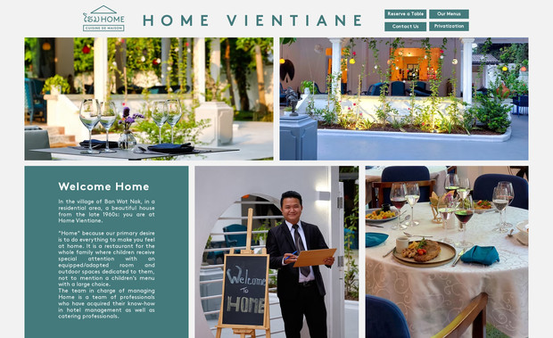 Home Vientiane: This restaurant wanted it's customers to be able to learn about the venue through the website, as well as reserve this table in advance.
