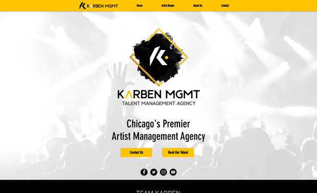 karbenmgmt: We designed this artist talent management website for the owners of Karben Marketing. We focused on the ability to hire the talent they manage, along with hiring Karben Management for their talent management services.  