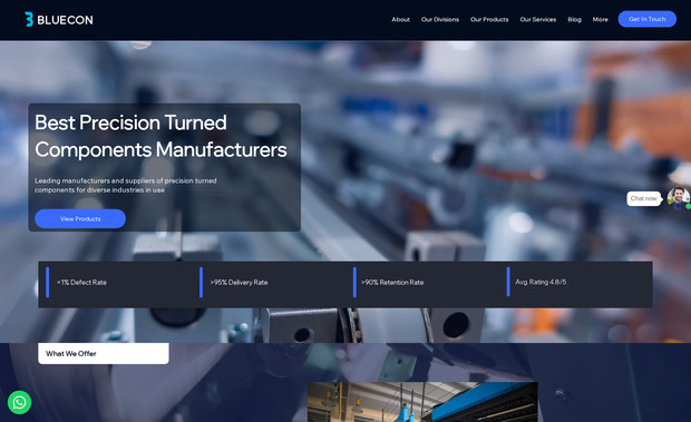 BLUECON: I developed a custom website for Bluecon using Wix Classic Editor within 1 week, helping them break free from business stagnation. The goal was to create an SEO-optimized site with a design focused on conversions, enabling them to grow efficiently.

Key Features:

SEO Optimization: The website ranks better, driving organic traffic.

Conversion-Focused Design: Strategic landing pages and CTAs to increase engagement.

Integrated Wix Chat & Contact Forms: From the second month, the business began receiving inquiries through chat and the contact form we implemented.

Product Showcase: Organized product categories to highlight precision components, machinery, and fabricated parts.

Responsive Layout: Ensures smooth user experience across all devices.

This project showcases how we blend speed, SEO, and functionality to fuel business growth. Bluecon is now seeing tangible results, receiving inquiries and generating more business directly from their website.