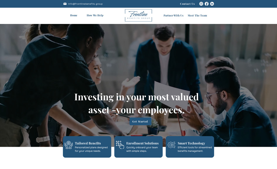 Frontline Benefits G: This is my client Austin Eppinette website.I designed the site on Figma first and then developed it on Wix, adding animations to enhance the user experience.