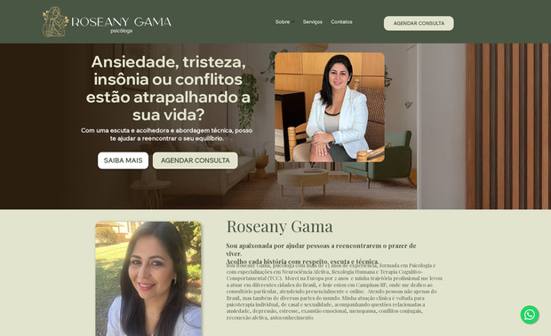Roseany Gama | Psicóloga Clínica: Criação de Logomarca, e Desenvolvimento Completo do Website. 