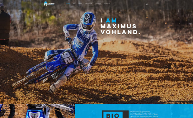 Maximus Vohland 711: Maximus Vohland is a rising star in the motocross world—and his site had to match that energy. We built a fast, gritty, sponsor-ready website that showcases his career, connects with fans, and keeps his brand riding at full throttle. From sleek design to sponsor integration and performance-focused layout, this site is built for full throttle, just like Maximus.