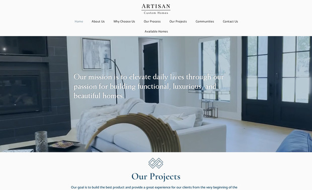 Artisan Homes: Complete website redesign from the ground up. Includes forms, galleries, pop-ups, and more.