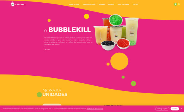 Bubblekill: Com mais de 70 lojas em sua rede a franquia de sucos Bubble Kill escolheu os relâmpagos para posicionar a sua colorida e saborosa marca na Internet.