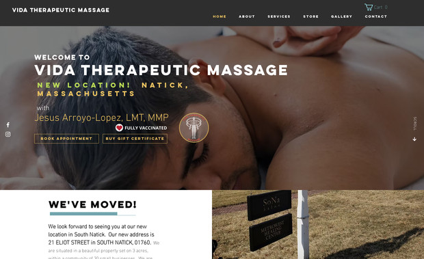 vidatherapeutic: Web site for a therapeutic massage therapist, featuring mobile and on-site services, therapist bio, contact and location, and an on-line shop offering packages for 3, 5 and 7 massages and gift cards.