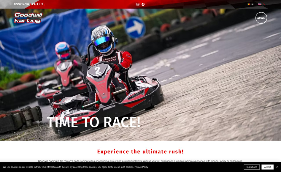 Goodwill Karting: Design website gemaakt in Wix Studio