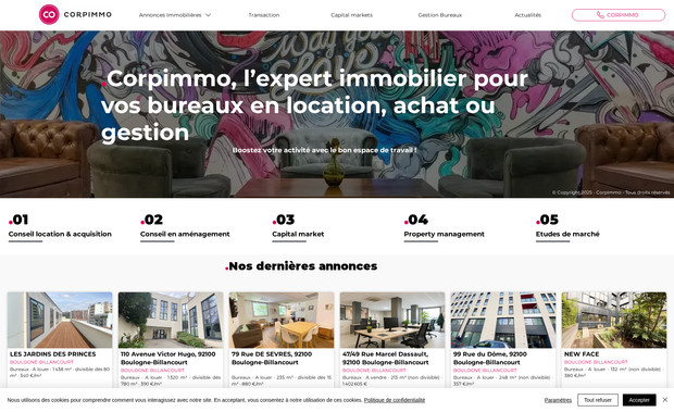 CORPIMMO Immobilier: Référencement SEO + Optimisation sur mobile