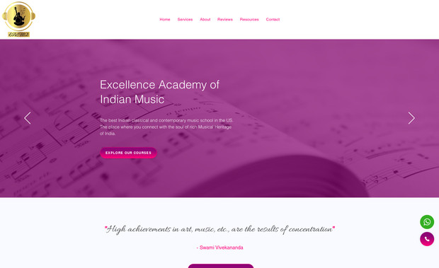 Excellence Academy of Indian Music: Indian music Academy website
