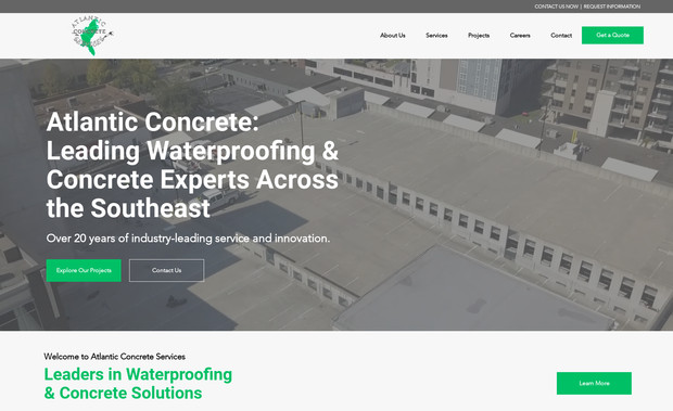 Atlantic Concrete: This website is for a concrete general contractor in the southeast. This website features: Wix Videos, Wix Galleries and Wix Forms.