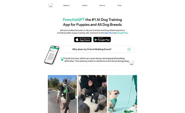 FrenchieGPT: FrenchieGPT the #1 AI Dog Training app for puppies & all dog breeds. Available for mobile app download in App Store & Google Play. 