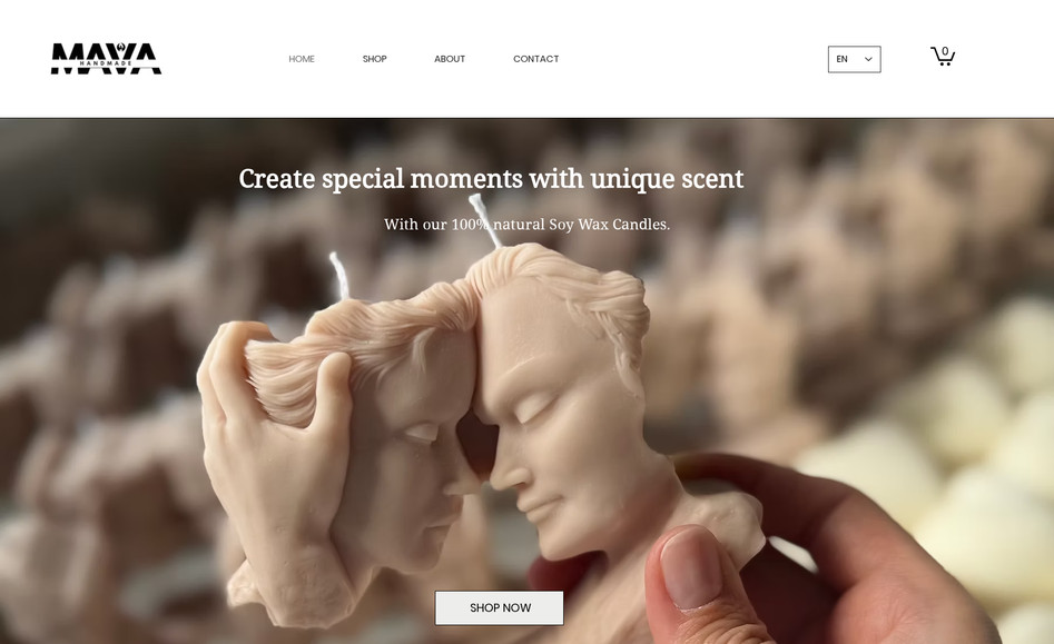 MAVA HANDMADE: E-commerce website design for a handmade candle brand, built in Wix.

The project included a custom layout, product pages, online shop setup, and mobile optimization, creating a clean and user-friendly shopping experience that reflects the brand’s identity.

Client feedback:
“Very professional, excellent communication, and fast delivery. The website looks beautiful and works perfectly.”
