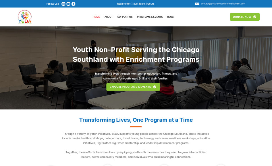 YEDA: We worked with YEDA, a youth nonprofit, to completely overhaul their online presence and behind-the-scenes systems. Their new website now highlights their impact, features youth stories, and clearly communicates their value to families and potential funders.

Beyond the site, we developed a full suite of operational tools including a team handbook, participant pipeline, and digital forms—all designed to boost youth retention and reduce admin overwhelm.
