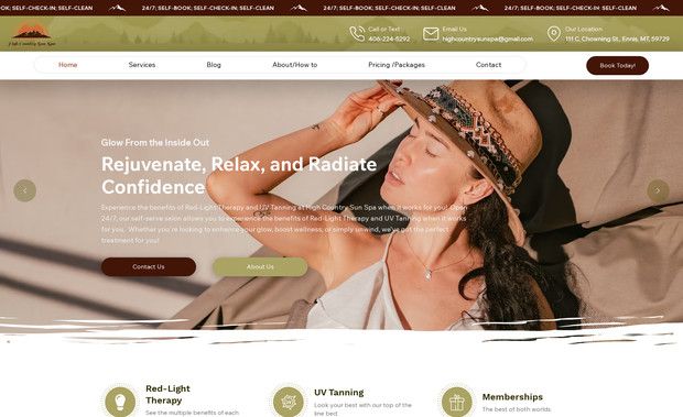 High Country Sun Spa: New website for a new business.