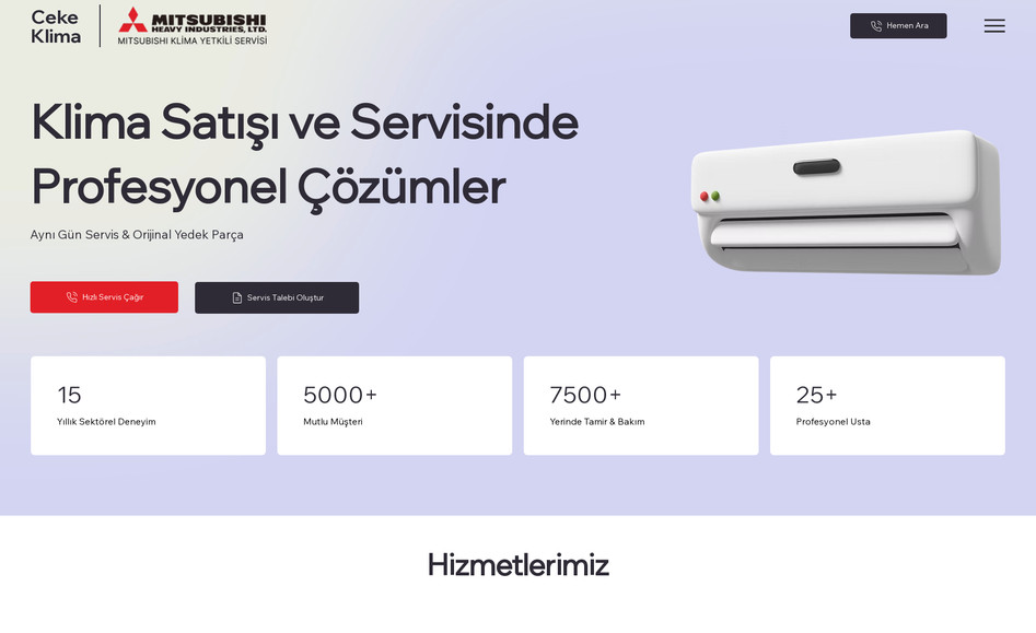 Mitsubishi A/C Turkey Services: For Mitsubishi A/C Turkey Services, we developed a comprehensive and user-friendly website tailored specifically for air conditioning services. The project included a sleek, modern design that aligns with Mitsubishi’s brand identity, coupled with a multi-step service request form to streamline customer inquiries. We focused on optimizing the user experience, ensuring ease of navigation, mobile responsiveness, and fast load times. Additionally, we implemented SEO best practices to increase the site’s visibility in search engines, enabling Mitsubishi A/C Turkey Services to reach a wider audience and improve lead generation.