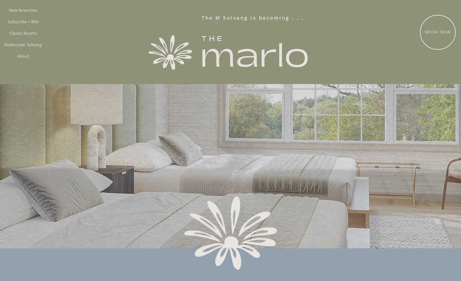 themsolvang hotel: Applied brand guide to create interactive and dynamic site with eye-catching sections and clear copy, creating appeal and clear identity.