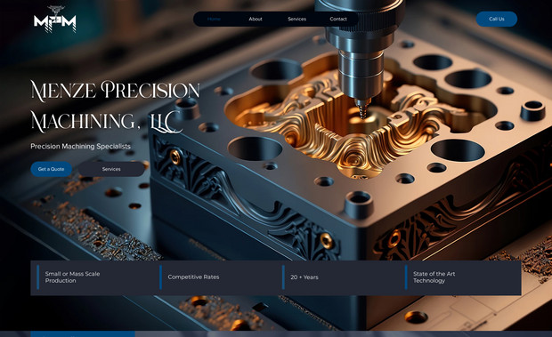 Menze Precision 2: I created this 3 page website for a machining company