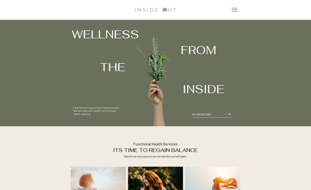 Inside Out: Inside Out Functional Medicine’s website, built with Wix Studio, presents a clean, modern design highlighting holistic wellness programs. It effectively communicates a root-cause approach to health through clear messaging, strong calls-to-action, and testimonials. The site targets individuals seeking personalized care, offering concise navigation and a trustworthy, professional aesthetic.