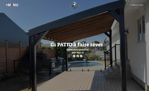G1 Patio: Création de site web avancée avec un design moderne.