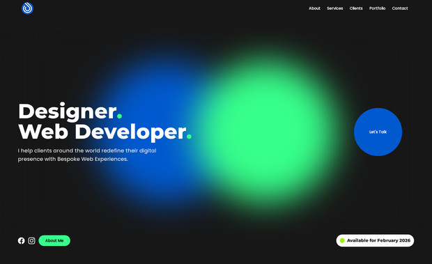 The Design Don: A fully custom-designed and built Wix Studio website to showcase my portfolio and services. This site features custom animations, scroll effects, and micro-interaction animations to enhance user engagement. It also incorporates custom Velo code and CSS for added functionality and design precision. A key highlight is the Portfolio section, which includes a fully custom, mobile-responsive scroll animation for a dynamic browsing experience.