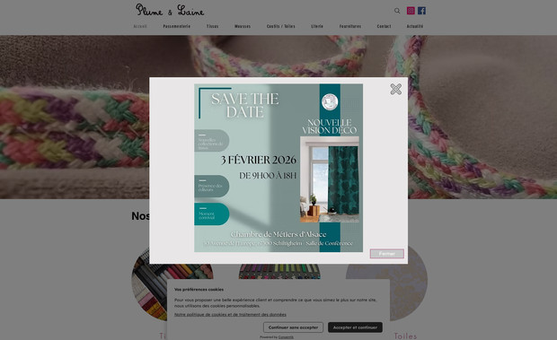 Plume&laine: Création et gestion d'un site d'un grossiste en tissus et passementerie situé à Saint Désert dans le 71