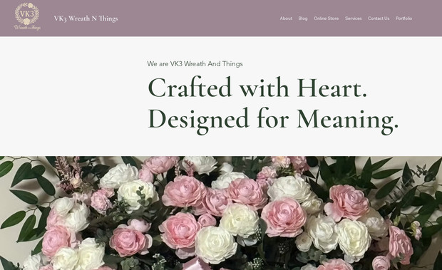VK3 Wreath And Things: Velma (the owner of VK3 Wreath N Things) wanted a modern, professional website to showcase her handcrafted wreaths and decor products. She needed a space that reflected her personality, story, and product gallery — with an easy way for potential customers to view and contact her.

What I Did:

Completely redesigned the website from scratch

Crafted a clean, vibrant layout that matched her brand’s aesthetic

Wrote and refined the “About” section to tell her story authentically

Designed a beautiful homepage that flows smoothly into her product gallery

Added clear contact methods and call-to-action buttons

Optimized the site for mobile and tablet viewing

Ensured fast load times and smooth navigation

Result:
A visually engaging and user-friendly website that highlights Velma’s work and makes it easy for customers to connect. She loved the final result — and even left me a glowing 5-star review for it!

