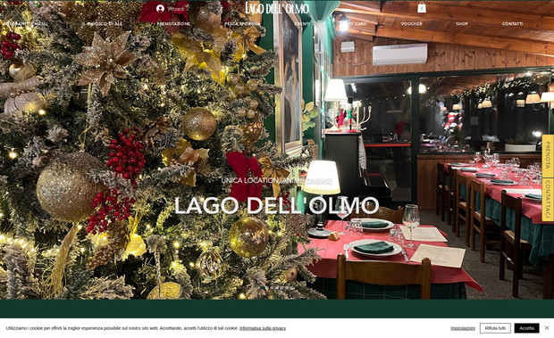 Lago dell'Olmo: Sito per ristorante, chiosco, eventi, con Menu, penotazione online e shop per Merchandising