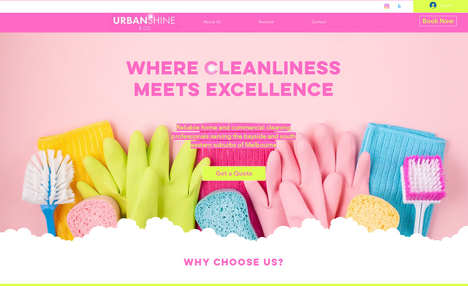 UrbanShine: Commercial cleaner - new website to attract leads and bookings.