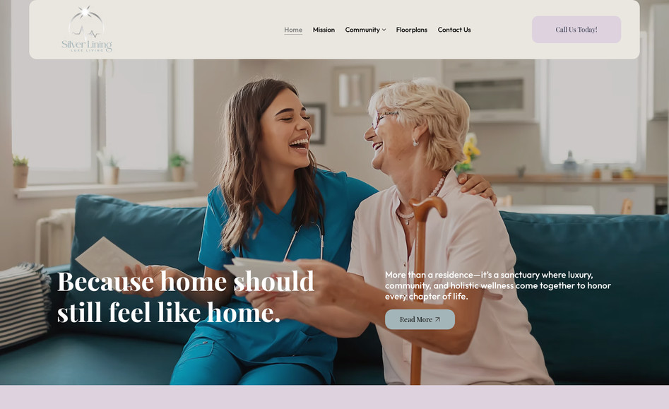 Silver Lining: Wix Studio website for luxury adult family homes.