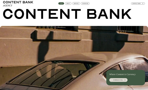 Content Bank Agency: Designed this website to keep it minimal and edgy to reflect this digital marketing agency's goals and aesthetic!