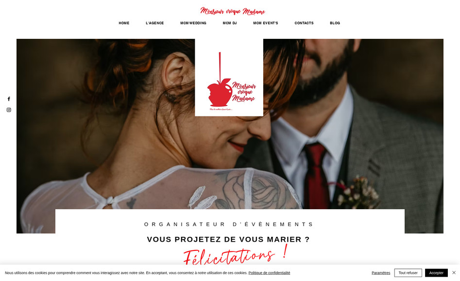 Monsieurcroquemadame: Activité : Organisation d'événements privés et professionnels.
Nous avons fait une refonte complète de ce site auparavant créé sous WordPress qui était daté et peu séduisant. 
Nous avons réorganisé complètement l'offres de services de façon à rendre plus claire les différentes activités proposées.
La partie design a entièrement été proposée par nous de façon à créer un univers différenciant qui correspond bien au style de notre client.
Nous avons rédigé une grande partie des contenus et mis en place un espace actualités. L'optimisation des contenus "SEO friendly" permet une meilleures visibilité.
Il est désormais plus facile de contacter Monsieur Croque Madame grâce à la mise en place de nombreux point d'interactions.