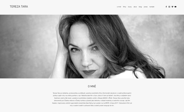 Tereza Tara: Film director. Website design, SEO, Google Analytics integration.