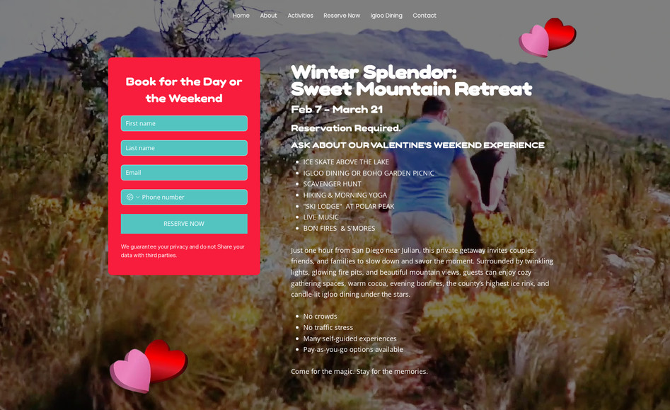 Winter Splendor Celebration: I designed and developed a festive and user-friendly website for the Winter Splendor Celebration event using Wix. The website features:

Stunning homepage with event highlights
Interactive sections like Schedule, Registration, and Testimonials
Mobile-friendly and responsive design
Easy-to-navigate layout with a cozy winter theme
This project showcases my skills in Wix website creation, design aesthetics, and user experience.

Tech Used: Wix, Custom Design, Responsive Layout