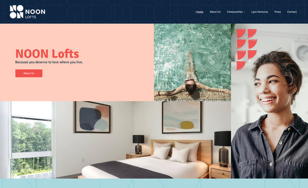 NOON Lofts : The Challenge:
Noon Lofts is a collection of unique residential spaces that required a modern, professional, and engaging online presence to attract tenants and showcase the property's premium amenities. The goal was to build a website that not only served as a digital front door but also told the brand's story and provided a seamless experience for potential residents. The core brand identity (logo, colors, fonts) was already established, and the website needed to be a powerful digital extension of that vision.

Our Approach & Solution:
Leveraging the advanced capabilities of Wix Studio, we embarked on a comprehensive website design and development project.

Strategic Brand Implementation: We meticulously translated the provided brand kit into a cohesive and visually stunning website. This involved a deep dive into the brand's style guide to ensure every element—from typography and color palette to imagery and layout—perfectly aligned with the client's established identity.

Wix Studio from the Ground Up: The entire website was built from a blank canvas in Wix Studio. This allowed for complete creative control and the implementation of a custom grid system, unique components, and strategic design elements that truly make the site feel premium and bespoke.

High-Impact Digital Showcase: We created a site designed for optimal engagement. Key features include:

Immersive Galleries: High-impact photo galleries that showcase the interior spaces and property features.

Clear Navigation: A streamlined user experience to help visitors easily find information on floor plans, amenities, and contact information.

Advanced Responsiveness: The site was meticulously optimized for an impeccable viewing experience across all devices—desktop, tablet, and mobile—ensuring a flawless presentation for every visitor.

The Result:
The new Noon Lofts website stands as a premium digital showcase, serving as a powerful marketing tool for the client. The design not only reflects the quality of the property but also provides a dynamic and engaging user experience that effectively communicates the brand's story to potential residents.