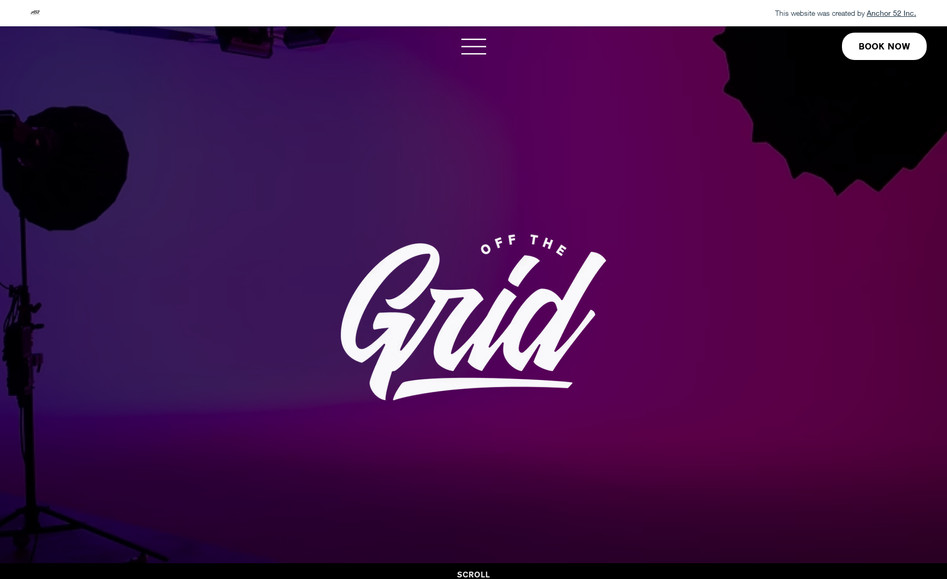 Off The Grid Studios: Cleveland's newest media studio featuring a 41' cyclorama wall for video and photo production. This website showcases the most important aspects of the business in a simple, streamlined way. Responsive at all breakpoints and created on Editor X. Created by Henry Patricy