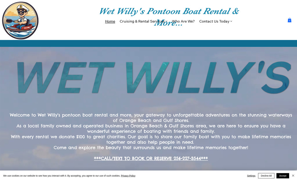 Wet Willy's Boat Rental: Customized Website and marketing platform for pontoon rental company.