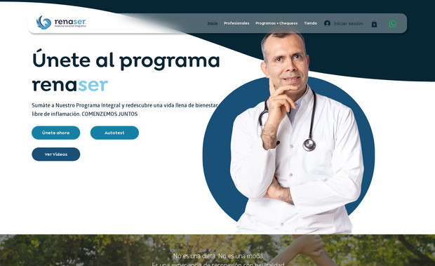 RENASER: Desarrollamos un sitio web 100 % a medida, sin uso de plantillas, para RenaSer, un proyecto de medicina funcional integrativa. El diseño fue pensado para ofrecer una experiencia clara y accesible, integrando en un mismo entorno digital toda la propuesta de valor: información institucional, detalle de los programas y planes de salud, y una tienda con productos naturales recomendados por el equipo médico. La arquitectura y el diseño responden tanto a la identidad de la marca como a la lógica de navegación del usuario, priorizando la claridad, la confianza y la conversión.