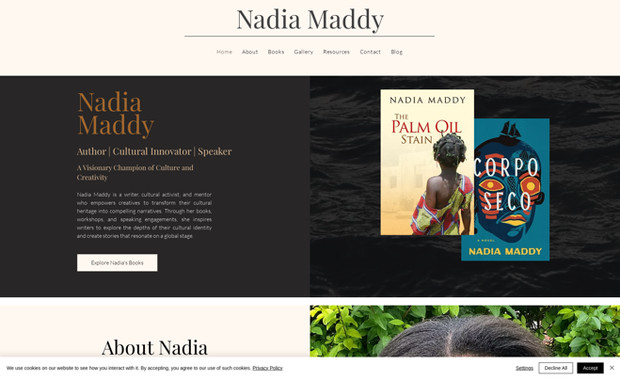 Nadia Maddy: Design of a new website 
