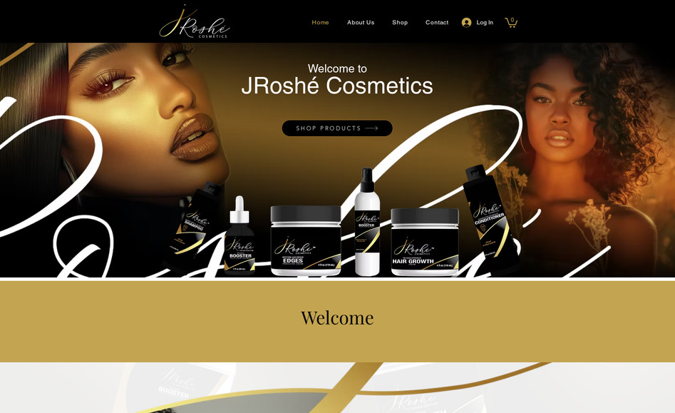JRoshé Cosmetics: Custom website / mobile site with custom logo and label designs.