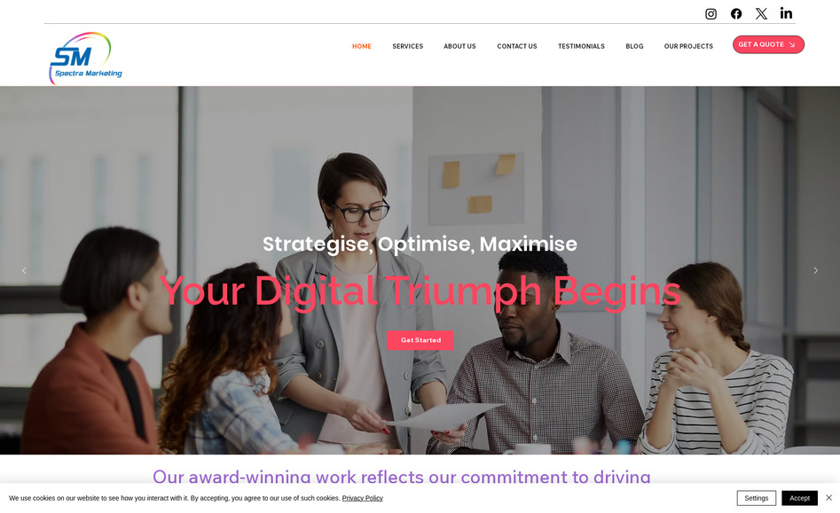 Spectra Marketting: Migration from WordPress to Wix Studio. No more plugin or security issues. Now fully responsive and easier management via CMS