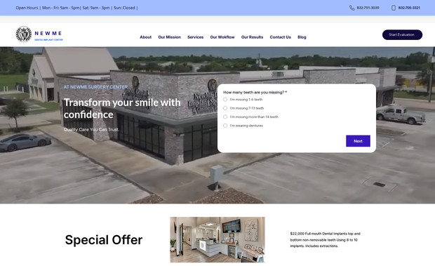 New-Me Dental: The Dental Implant Doctor website provides information on dental implant services, procedures, and patient care. It features details about the doctor, treatment options, patient testimonials, and contact information. Designed to educate and attract potential patients, the site emphasizes expertise, advanced technology, and personalized care in dental implantology.
