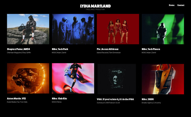 Lydia Martland: Website design for a portfolio style website