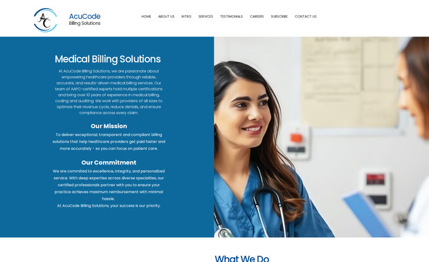 Acucode Billing Solutions: I revamped the website by creating a new, modern structure, updating the font and color scheme, and incorporating subtle animations for a more engaging user experience. I consolidated all organizational information into a single, well-organized page. To ensure the site is mobile-friendly and optimized for SEO, I added relevant content to the page titles and meta descriptions, and dedicated time to designing a responsive mobile layout.